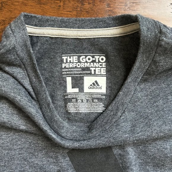 Adidas mens dark heather gray tshirt size L large performance tee - Picture 2 of 4